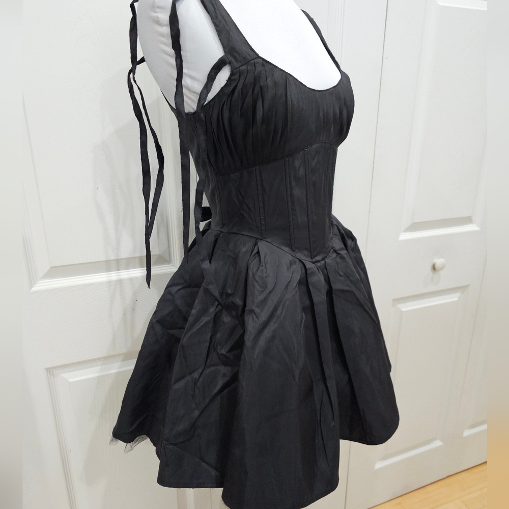 Dolls Kill Goth Witchy Black Widow Haunted Hue Corset Lace Up Mini Dress S - Picture 9 of 13